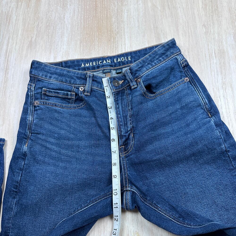 American Eagle Stretch Mom High Waisted Casual Dark Wash Denim Jeans 6 SHORT - Picture 7 of 16